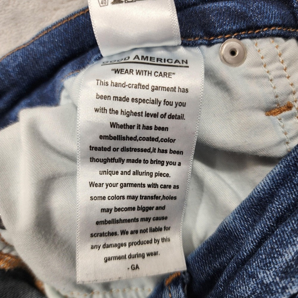 Good American Jeans Women 2/26 Blue Mid Rise Good Legs Skinny Distressed Raw Hem - Picture 6 of 11